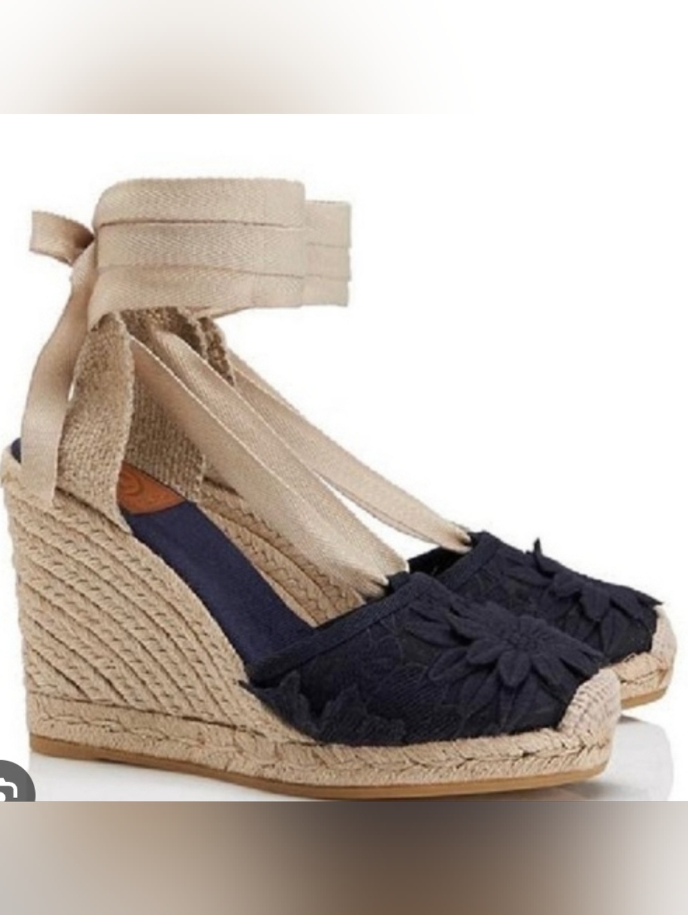 Tory Burch Navy Emil Espadrilles Size 7.5